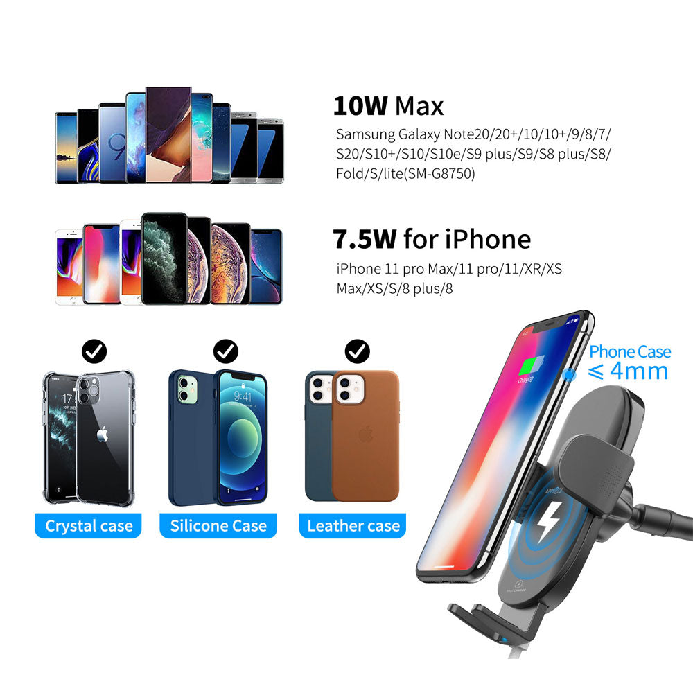 Wireless Car Charger Fast Charging Phone Holder APPS2Car Mount