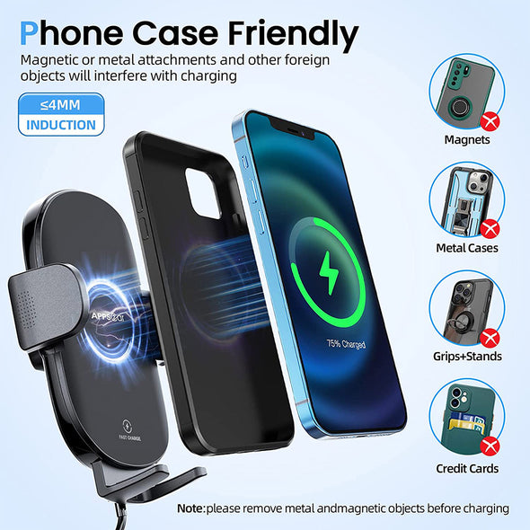 15W Smart Wireless Charger Cup Holder Mount