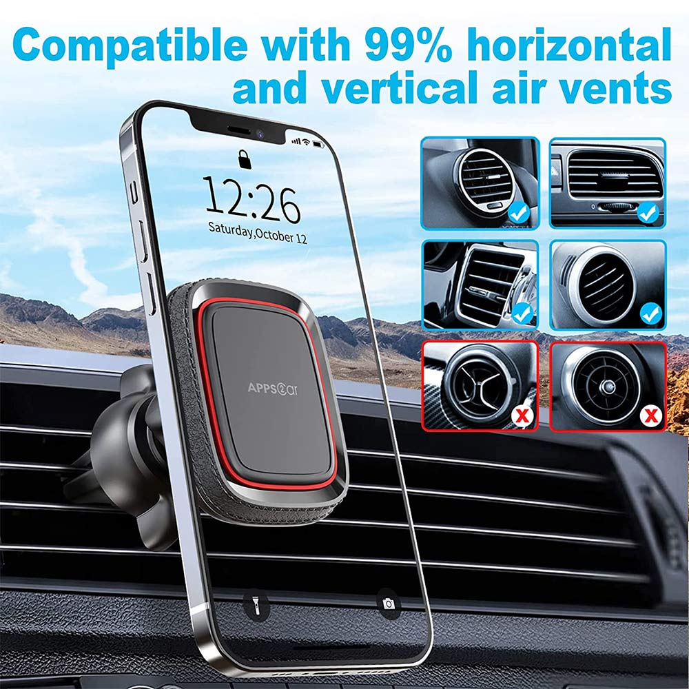 APPS2Car Magnetic Car Mount Suction Cup Phone Holder with Vent