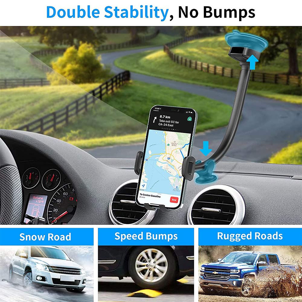 Gooseneck Dual Phone and Car Tablet Holder Cup Holder Phone Mount