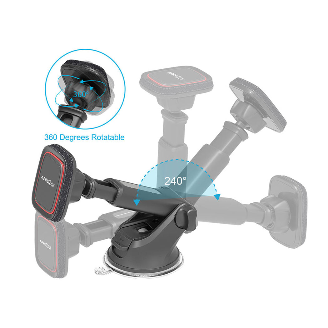 APPS2Car Adjustable Arm Suction Cup Magnetic Dash Mount Car Phone