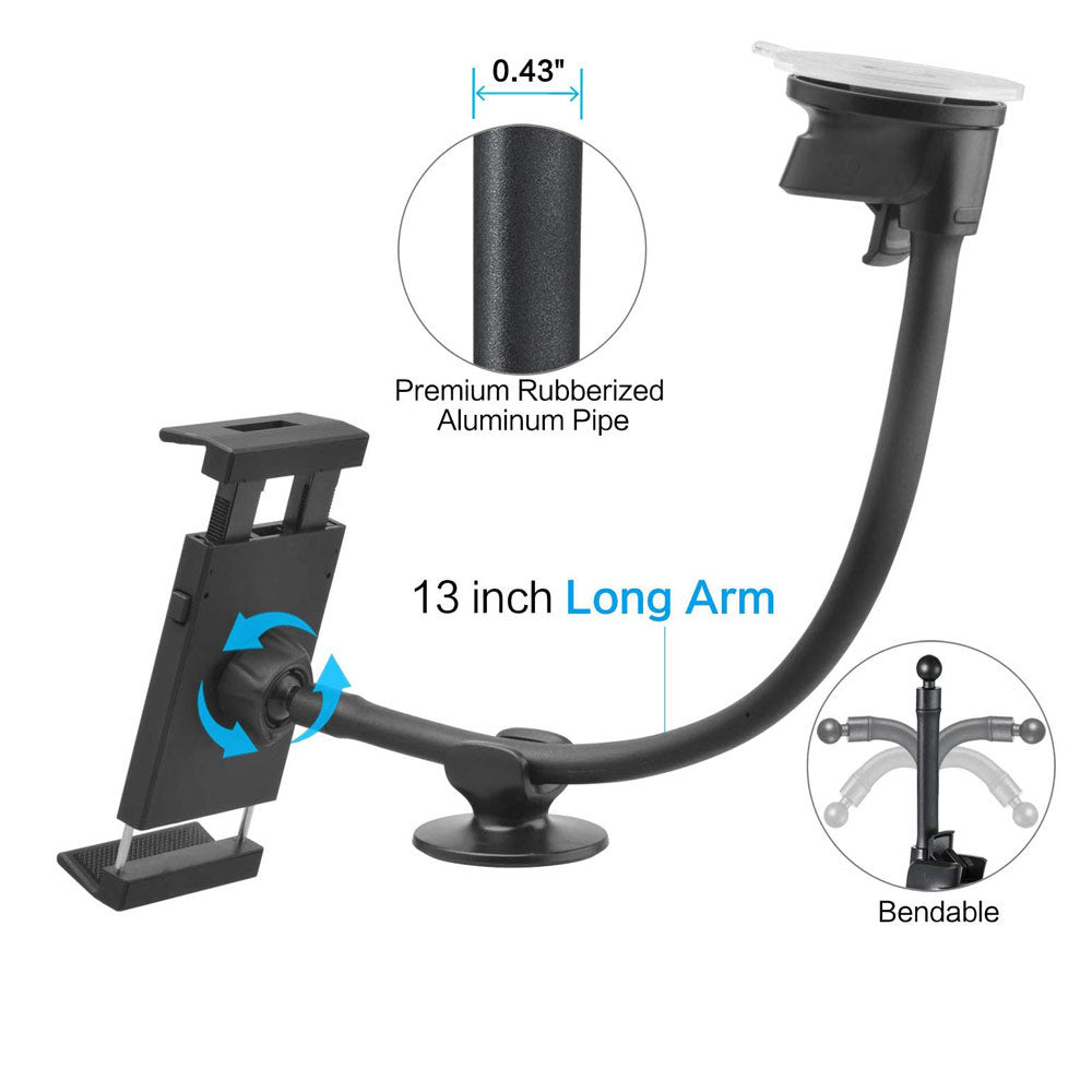 13'' Arm Suction Cup iPad Car Mount APPS2Car Mount