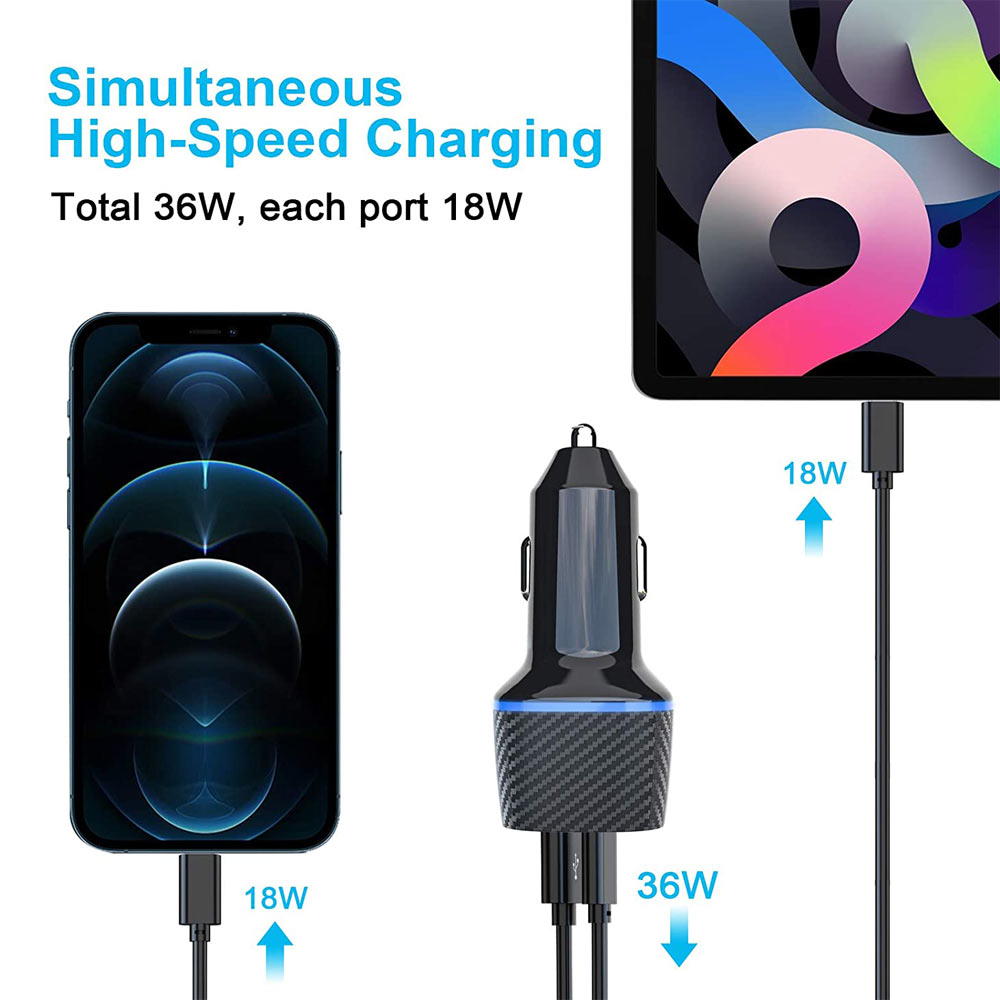 Cargador Doble de 36 W USB Quick Charge y USB C Power Delivery