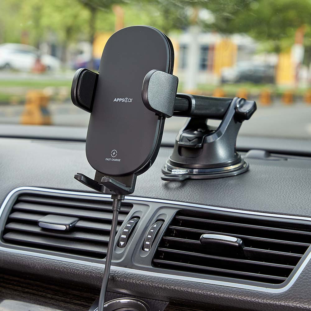APPS2Car Fast Wireless Car Charger Mount Suction Cup Phone Holder –  APPS2Car Mount
