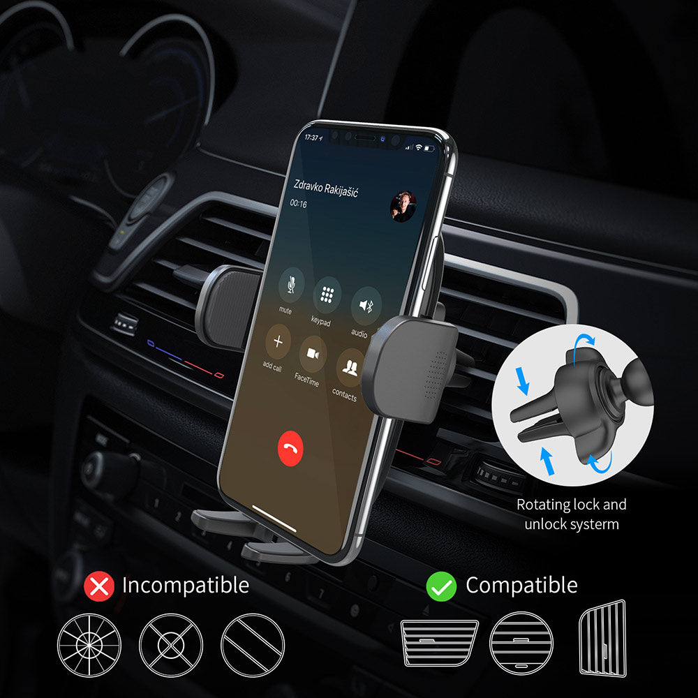 Wireless Car Phone Charger Vent Cradle Mount APPS2Car Mount