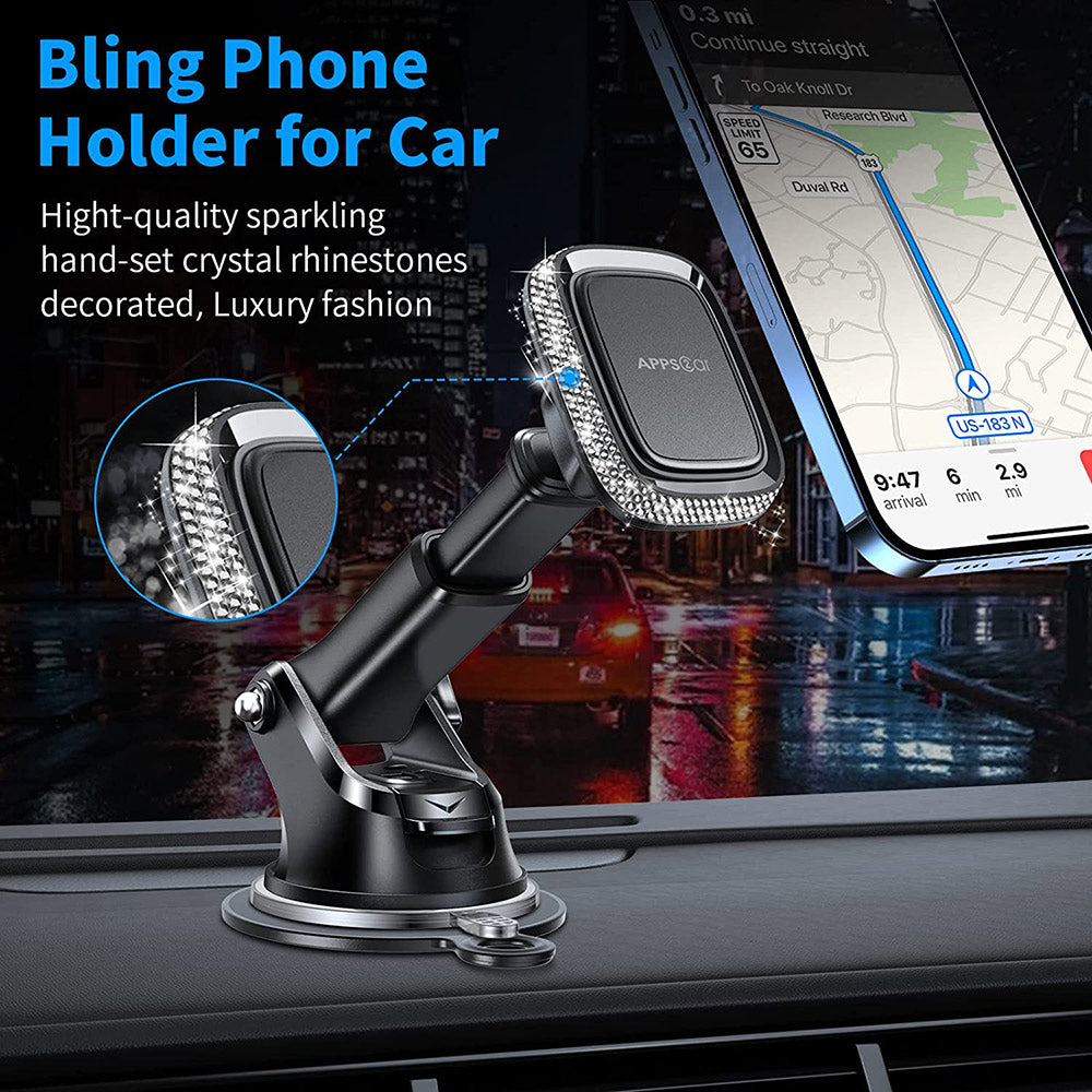 APPS2Car Magnetic Phone Holder for Car, Dashboard Magnetic Car Mount, 360°  Rotation Car Magnetic Phone Mount with Strong VHB Adhesive, for All Cell