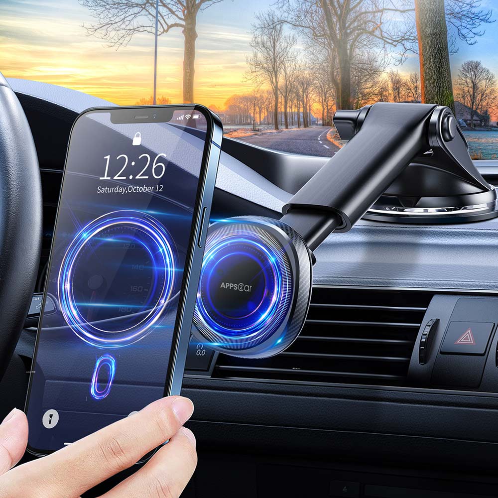 APPS2Car 2-Pack Compatible for Magsafe Car Mount Dashboard Magnetic Phone  Holder for Car Fit Curved Surface Hands Free Phone Mount Fit for iPhone 14  13 12 Series Ring Holder MagSafe Case Popsocket – APPS2Car Mount