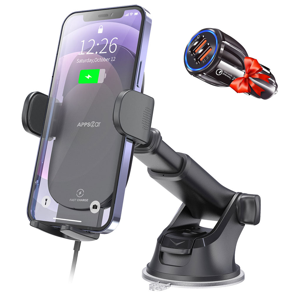 APPS2Car Fast Wireless Car Charger Mount Suction Cup Phone Holder