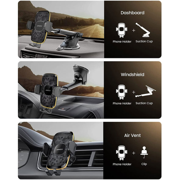 2-in-1 Dashboard Phone Holder With Hook Vent Base
