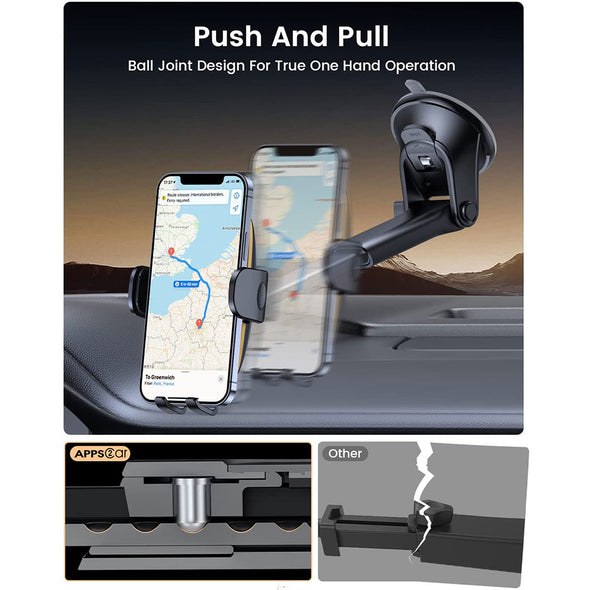 2-in-1 Dashboard Phone Holder With Hook Vent Base