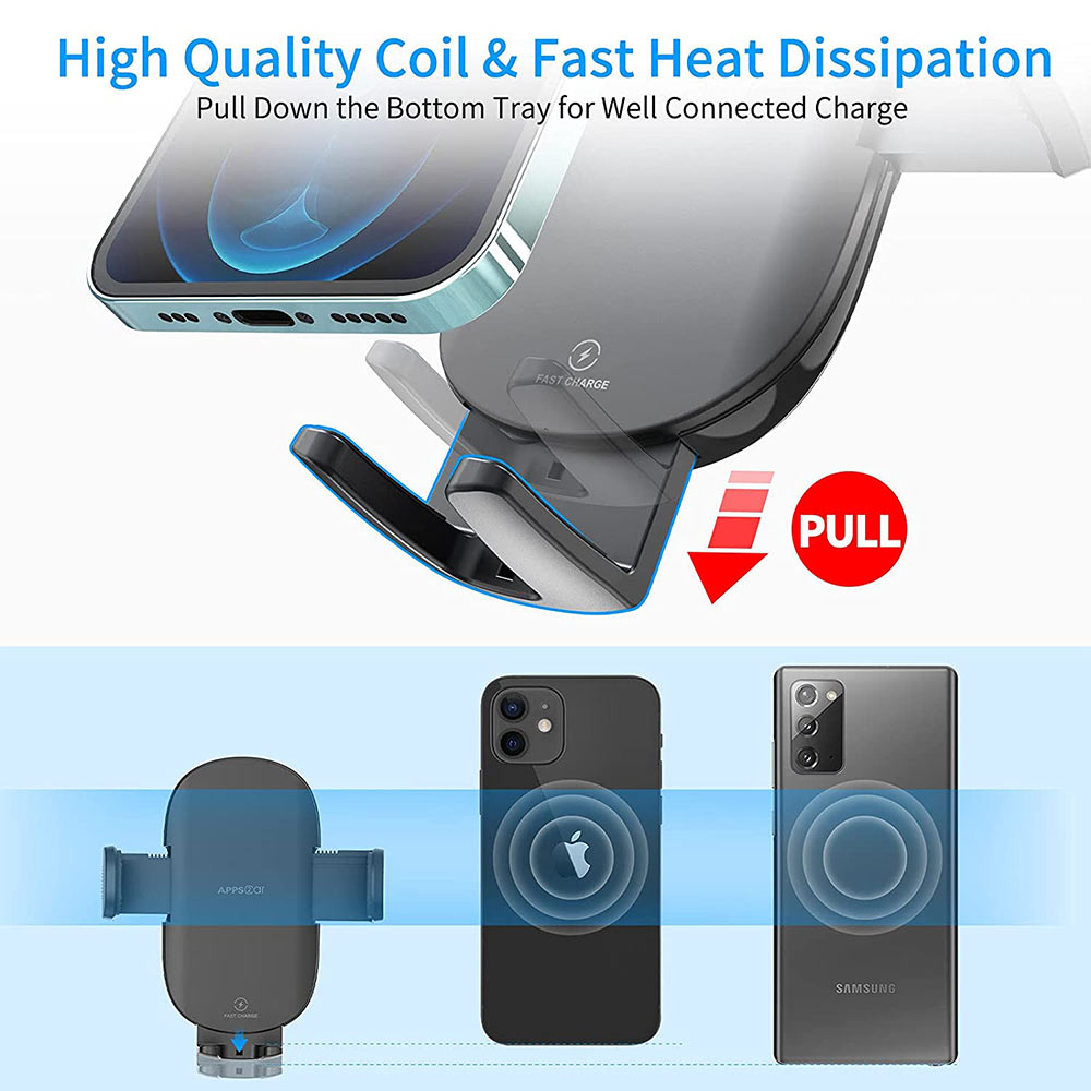 APPS2Car 15W Wireless Car Charger Holder Upgraded QI Fast Charging Mount –  APPS2Car Mount