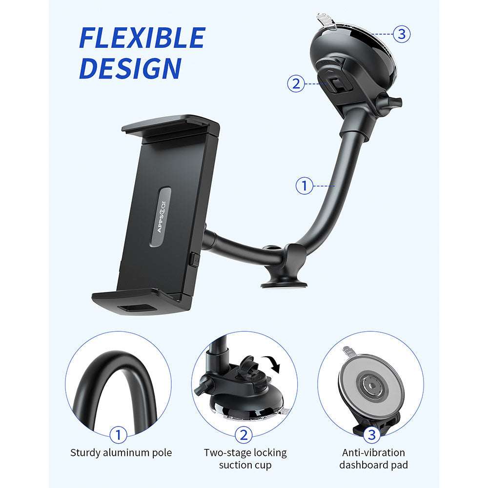 AboveTEK Sturdy iPad Holder, Aluminum Long Arm iPad Tablet Mount