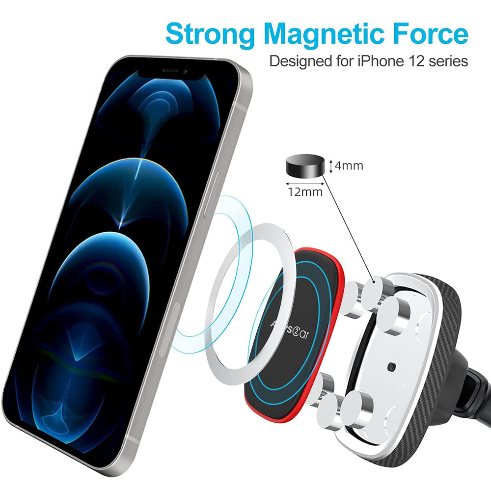 APPS2Car Magnetic Phone Holder for Car, Dashboard Windshield Phone Holder  Mount with Flexible Arm & Built-in Strong Magnets, Suction Cup Phone Holder