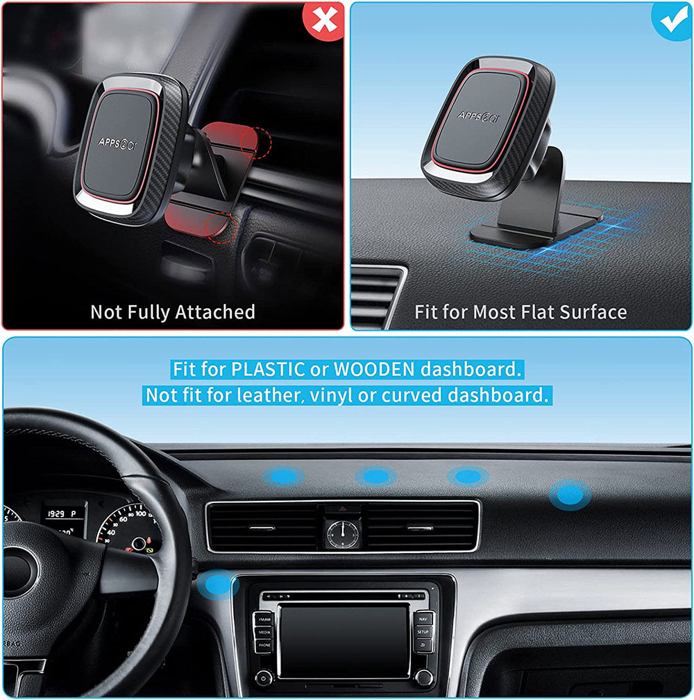 Magnetic car phone holder with adhesive