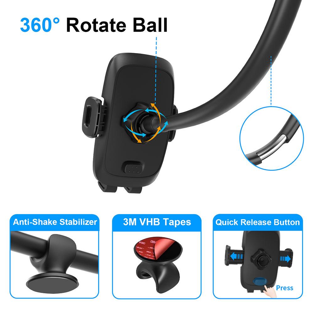 APPS2Car Soporte para teléfono celular para automóvil, soporte de teléfono  para automóvil, brazo largo, parabrisas, soporte de teléfono para