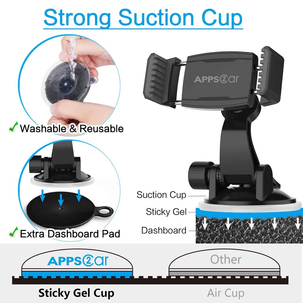 APPS2Car Adjustable Arm Suction Cup Magnetic Dash Mount Car Phone Holder –  APPS2Car Mount