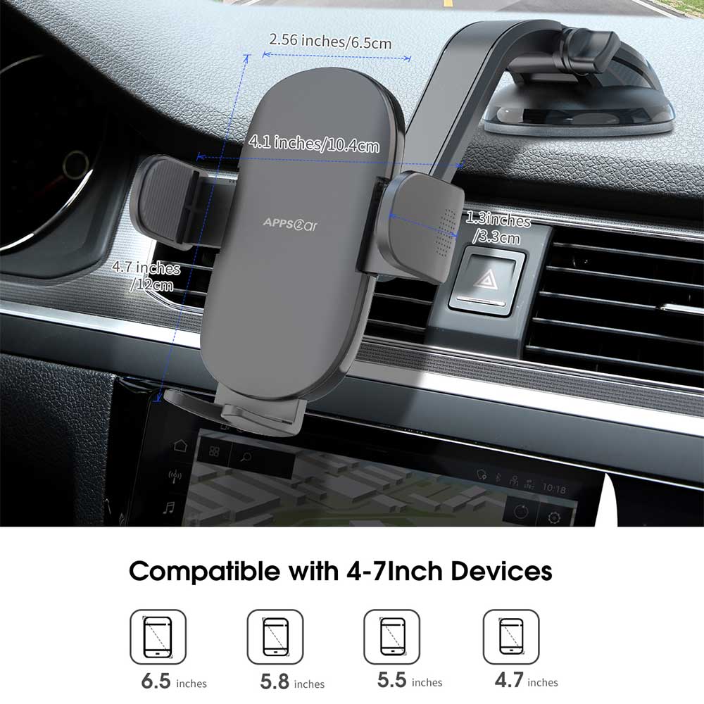 APPS2Car Adjustable Curved Arm Universal Phone Holder for Car Vehicle