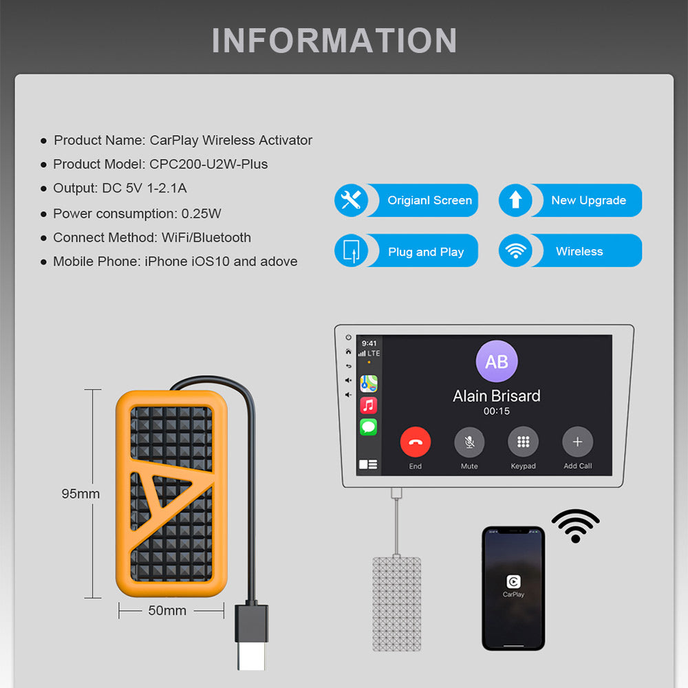 APPS2Car 4.0 Upgraded Wireless Adapter USB Dongle For Factory CarPlay –  APPS2Car Mount