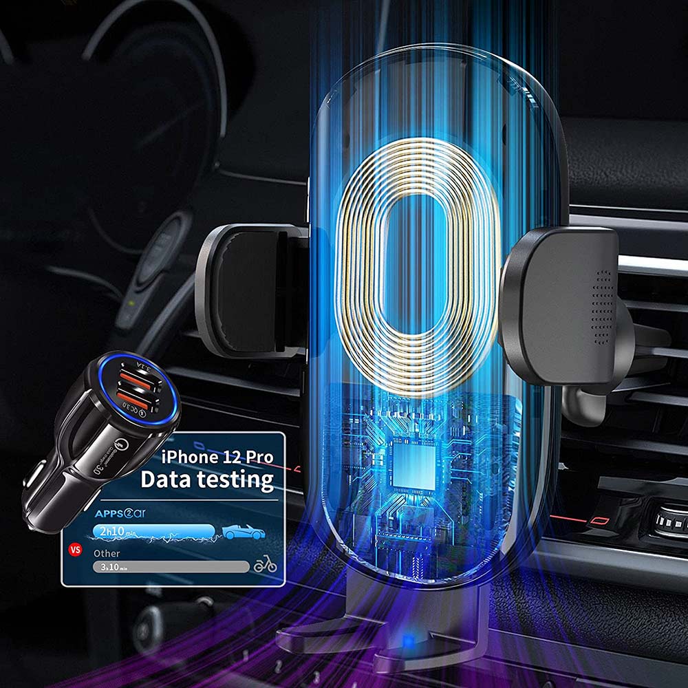 Wireless Car Charger Fast Charging Phone Holder APPS2Car Mount
